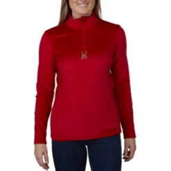 Spyder Shimmer Bug 1/4 Zip Womens Base Layer Top 21-22 -Ski Equipment Spyder Women s Shimmer Bug 1 4 Zip 21 22 PULS 1